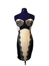 Mystic Tan Black Lace Short Sleeve Dress Size Womens Small