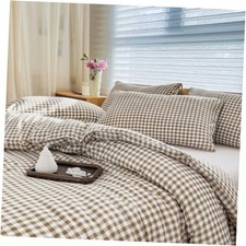 Comforter Set Bedding Comforter Sets, Brown Grid Bed Queen Tan Gingham