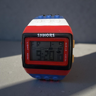 LEGO Shhors Multicolor Bright Block Rainbow Silicone Digital Watch (working)
