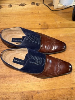 Gino Vitale Men s Dress Shoes Size 9 Brown Leather/ Blue Suede 
