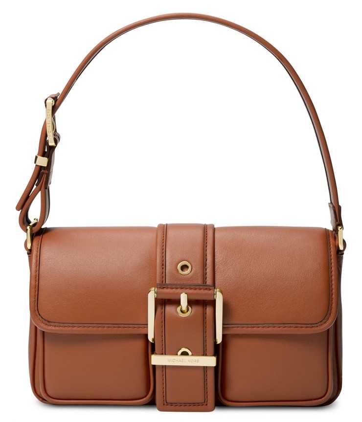Michael Kors Colby Leather Medium Shoulder Bag, Luggage NWT
