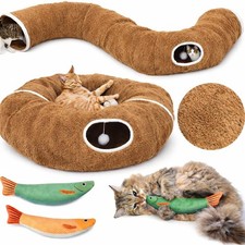 R1M Cat Tunnel Bed for Indoor Cats, Cute Cat Donut Tunnel Toys for Small, Lar...