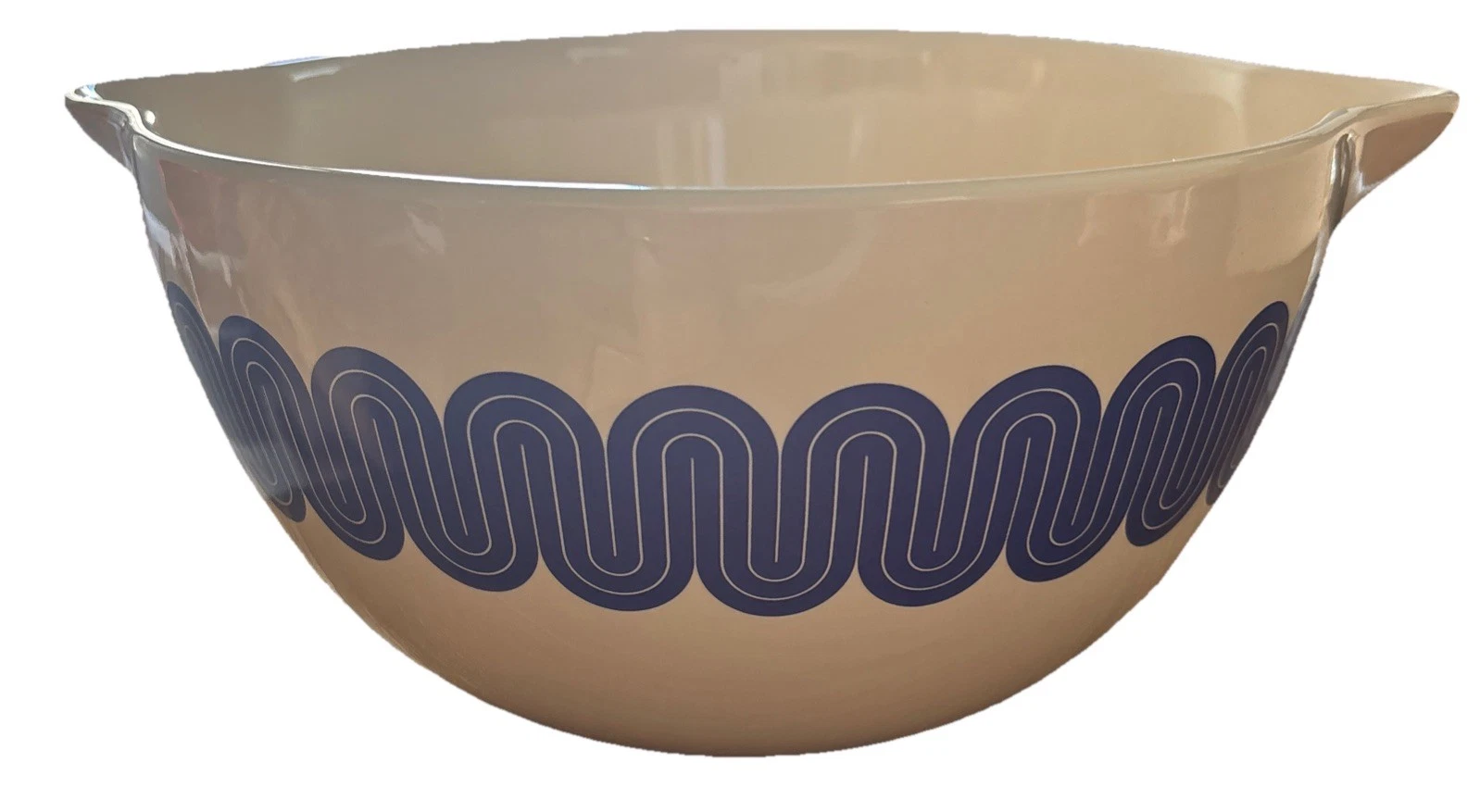 Great Jones Ceramic Large Mixing Bowl Blue Geometric Pattern Pour Spout New Box