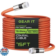 GEARit Coaxial Cable for Direct Burial (75ft) RG6 70 Ohm RF Rubber Boot Water