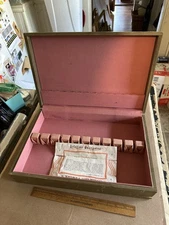 Vintage Mahogany Wood Flatware Chest Wallace Stainless Fits Service For 12