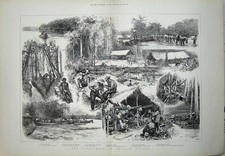 Original Old Antique Print 1890 Gfields British Guiana River Boat Puruni Creek