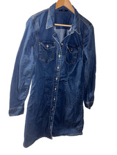 Only, Dark Wash Long Sleeved Denim Midi Dress - Size - 10- Casual, Spring/Summer