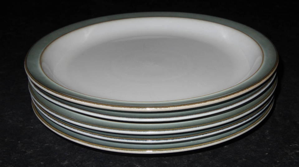 5 X DENBY REGENCY GREEN MEDIUM SALAD DESSERT PLATES SET 22cm 8 5 5-x-denby-regency-green-medium-salad-dessert-plates-set-22cm-8-5