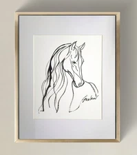 Original Ink Line Drawing on Watercolor Paper_ Minimalist Art Signed by Artist