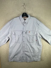 Simms Fishing Button Up Shirt Mens Large Solid Double Pocket Outdoor Long Sleeve