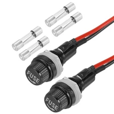 2 Pcs Panel Mount Fuse Holder, 5 x 20mm 10/15A DC 125/250V with 10A/15A Fuses