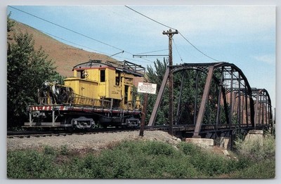 Yakima WA Oldest Locomotive Naches River Pegram Truss Bridge 1983 Postcard