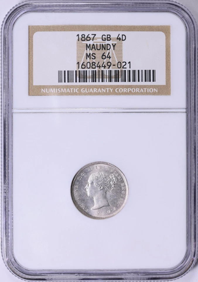 1867 Victoria Silver Maundy 4 Pence Great Britain NGC MS-64 - Image 2 of 4