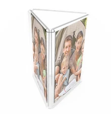 4 x 6 Acrylic Sign Holder for Tabletops, 3-sided Fixture with Open Center - Clea