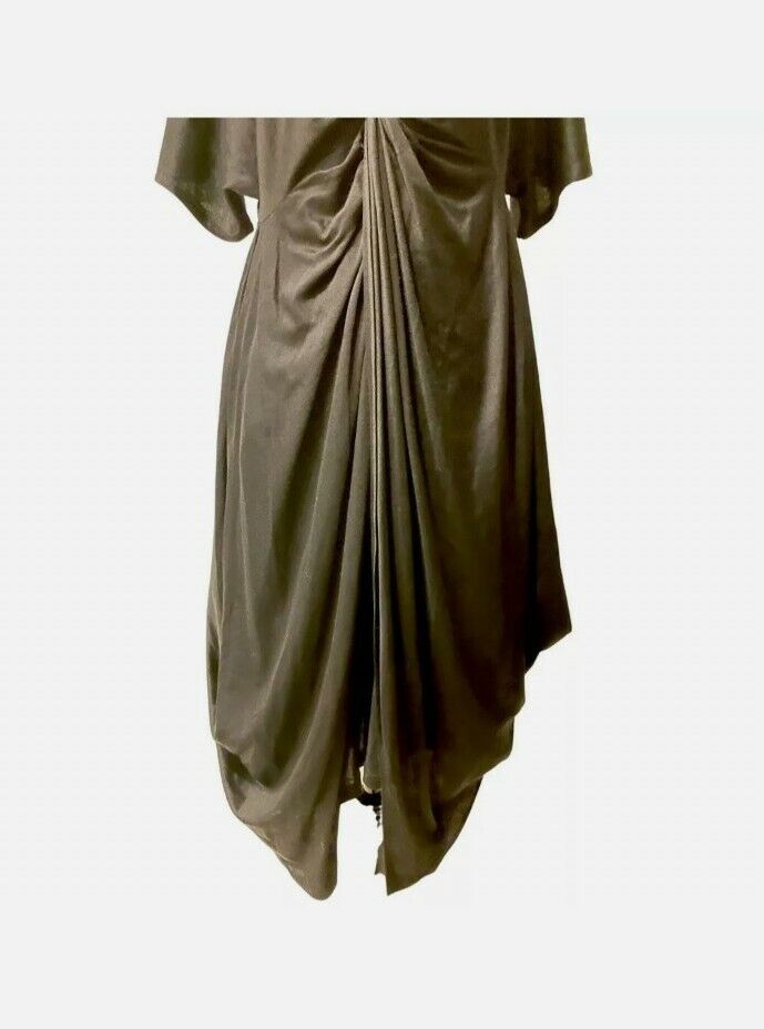 Yves Saint Laurent Short Sleeved Jersey Drape Dress Black Sz Yves Saint Laurent Short Sleeved Jersey Drape Dress Black Sz