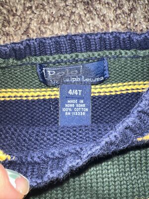 Toddler Boys Polo Ralph Lauren Knit Sweater Lot Size 4T Striped