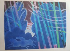 ALBERT ZAVARO ORIGINAL SIGNED LITHOGRAPH HORSES IN BLUE ARTIST PROOF