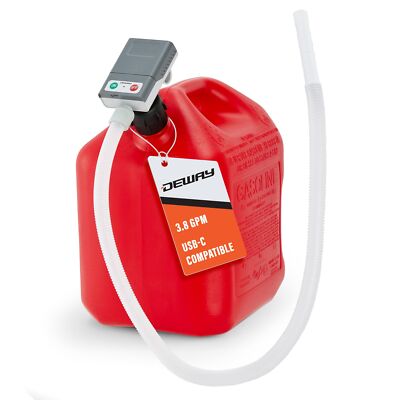 Deway Ultra Fast Can Fuel Transfer Pump, USB or Battery Powered with 51'' Hose