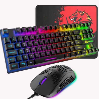 RPM Euro Games Gaming Keyboard and Mouse Combo, Keyboard - With 7 Color  Backlit, Suspension Caps, Backlit, 104 Keys, Mouse - 4 DPI Levels, 6  Buttons