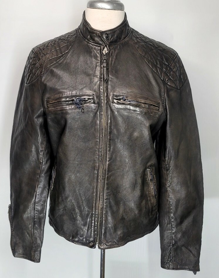 $598 Polo RALPH LAUREN Mens SMALL Lamb Leather JACKET Cafe Racer