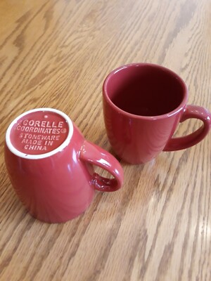CORELLE COORDINATES CLASSIC CAFE RED MUGS Set of