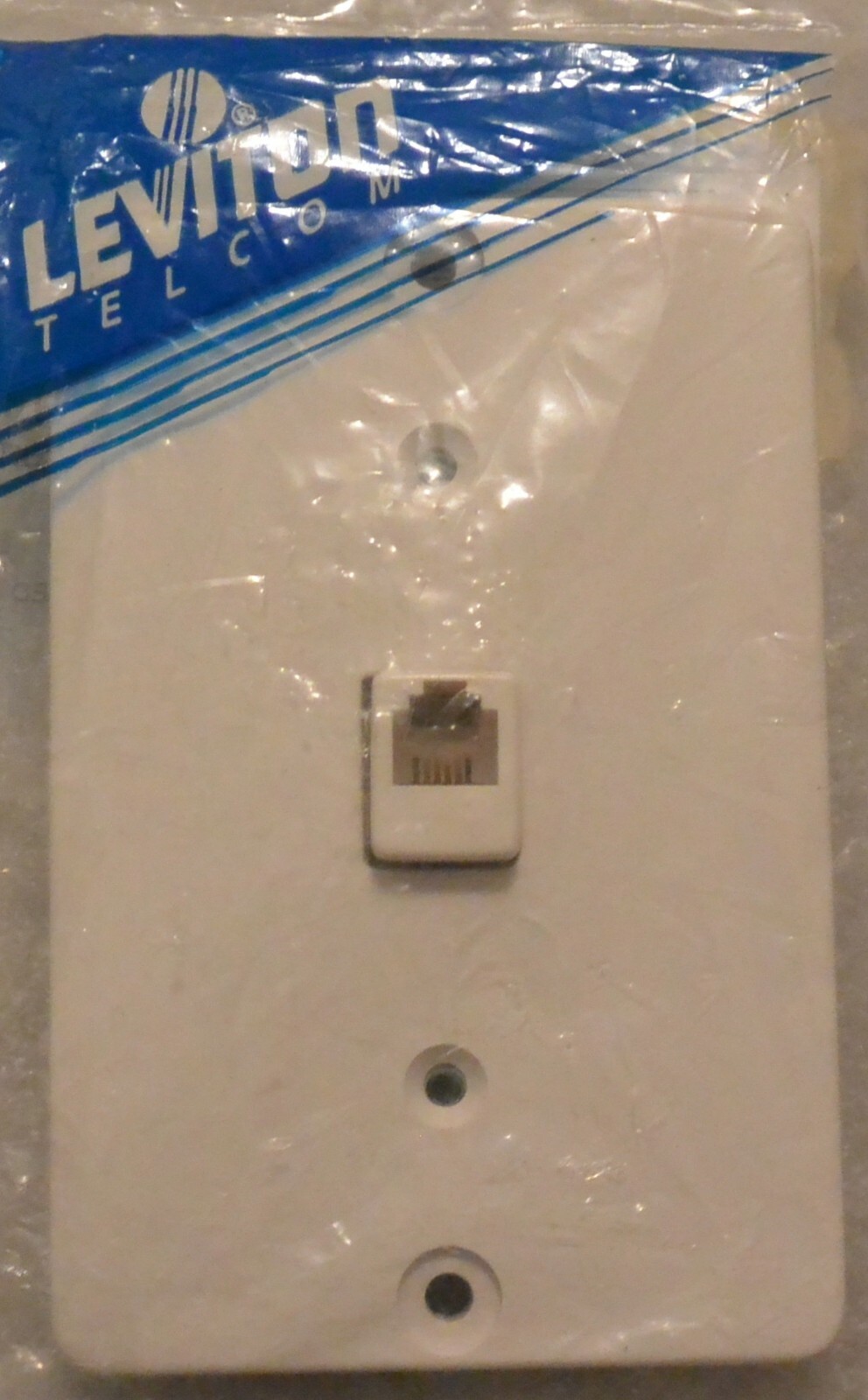 Leviton Telephone Wall Phone Jack, 6P4C, Screw Terminals, White 40257W