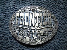 LAS VEGAS FRONTIER HOTEL  CASINO BELT BUCKLE VINTAGE RARE 1980s USA NEVADA 