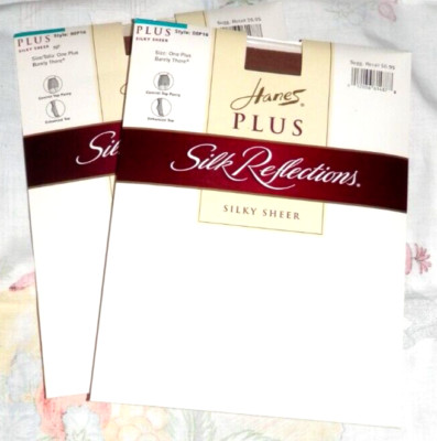 x2 Silk Reflections Silky Sheer One Plus Barely There Control Top Pantyhose NEW