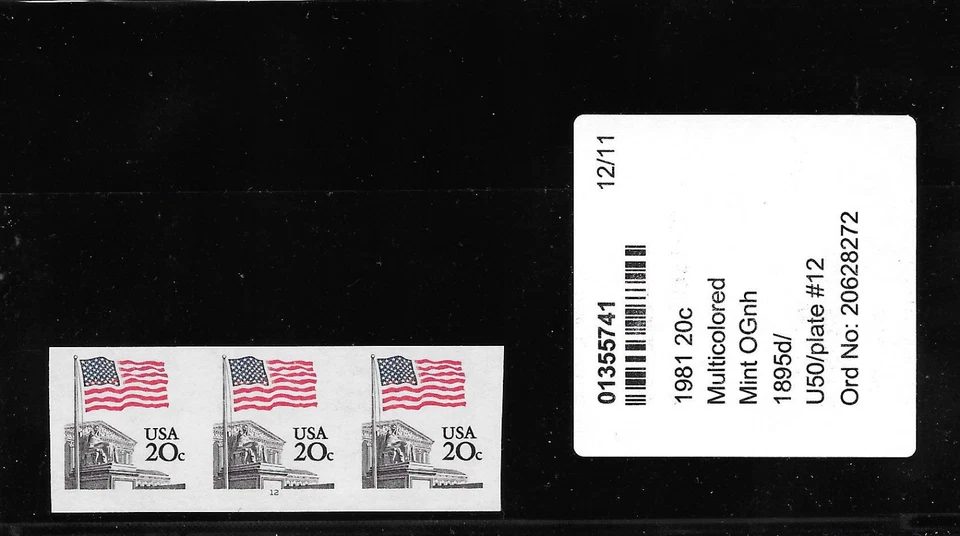 Placa PSE Certified MNH Scott 1895d #12 ERRO PERFURADO PNC tira de 3 - Imagem 2 de 2