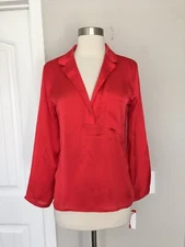 NWT JOSIE NATORI ROSE RED PAJAMA SLEEP TOP SIZE S