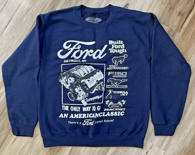 Ford Retro Ad Mens Size Small Logos Crewneck Sweatshirt Long Sleeve S  Detroit | eBay