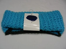 BLUE WITH BLACK FRINGE - LADIES ONE SIZE NECK WARMER!