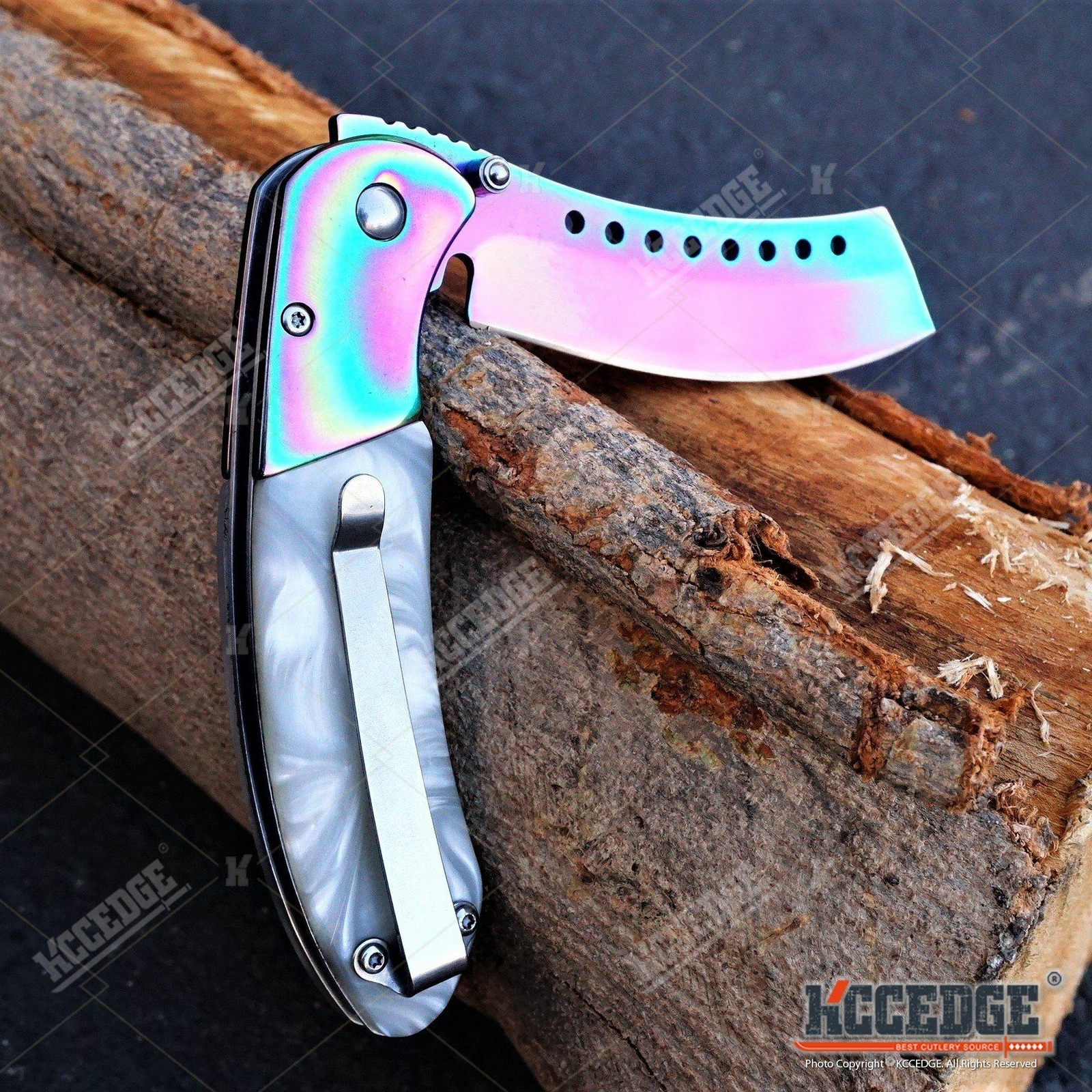 2 PC Pearlized Rainbow Set BUCKSHOT CLEAVER + CLEAVER SHAVER STYLE Blade