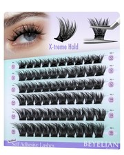 BEYELIAN Self Adhesive Lash Clusters 60Pcs Pre Glued Eyelashes Cluster D Curl
