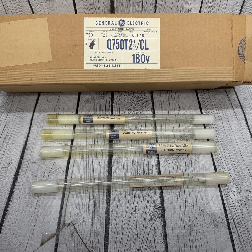 GE Q750T2 1/2 / CL 750 Вт 180 В T2 1/2 General Electric кварцевая лампа новый из старых запасов винтажный - Изображение 4 из 4
