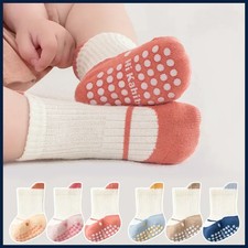 3/6 Pairs Baby Floor Socks with Grips Breathable Cotton Non-Slip Socks for