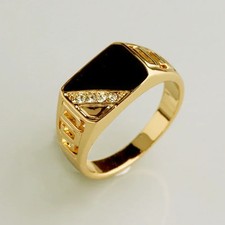 Stainless Steel Signet Ring Square Geometric Wide Punk Band Men Jewelry