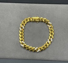 14k Yellow Gold 9mm Monaco Miami Cuban Link 1 CTW Natural Diamond Bracelet 8"