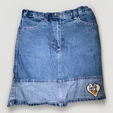 Vtg Daisy Duck Denim Girls Skirt Sz 6/7 Disney Y2K Embroidered