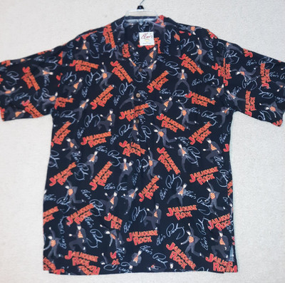 Elvis, David Carey Jail House Rock Print Men s Short Sleeve Button Up Shirt  XL
