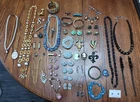 Vintage Bling Costume Jewelry Lot Signed And Unsigned 76 Pieces.