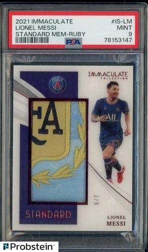 2021 Panini Immaculate Soccer Standard Ruby Lionel Messi Team Patch 3/8 PSA 9