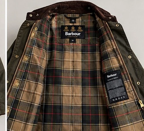 Barbour Classic Bedale Waxed Cotton Jacket Olive Lined Men's Size 34 image 2