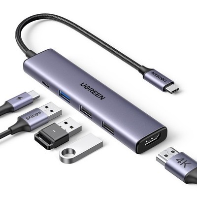 UGREEN USB-C Hub Gray Portable 4K HDMI & USB Ports Universal Compatibility