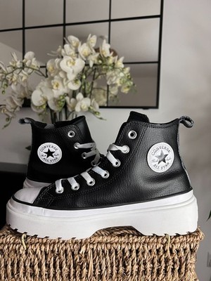 Converse Black & White All Star Lugged Lift Hi Junior Sneaker Turnschuhe UK 4