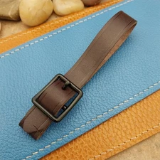 English Bridle Leather Vintage Pocket Watch Fob Strap & Cast Black Buckle