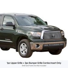For Toyota Tundra 10-13 Main and Bumper Grille Kit 4-Pc Chrome Polished 8x6 mm