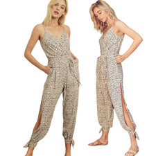 Dress Forum Jumpsuit Animal Print Faux Wrap High Waist Urban Outfitters, Size M