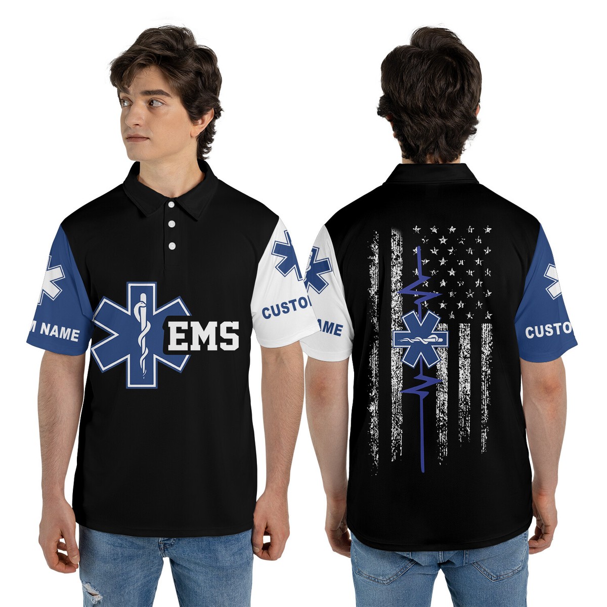 Personalized Name Uniform Emergency Medical Technician Polo Shirt