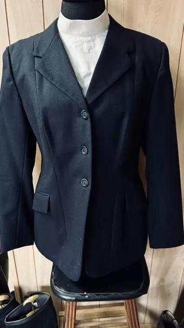 GRAND PRIX Navy Pinstripe Ladies HUNT COAT Size 16R VGC 100